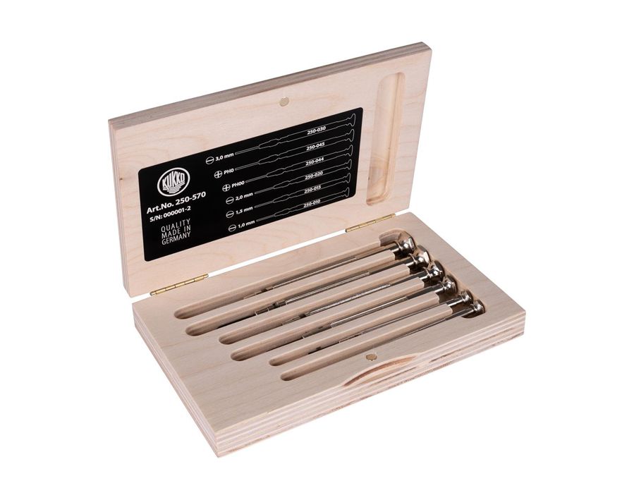 Uhrmacher-Schraubendreher-Satz, im Holzetui