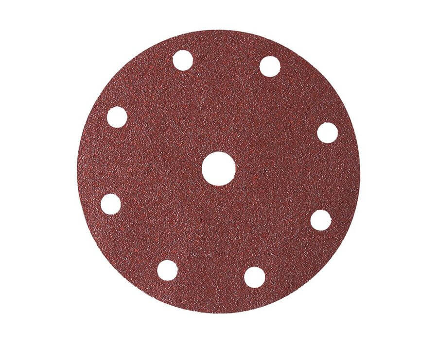 Klett-Schleifscheibe, gelocht, Ø 150 mm, 8 Absauglöchern Ø 10 mm und Mittelloch Ø 17 mm