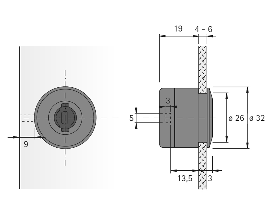 Serratura a cilindro per ante in vetro tipo 320 Prestige 2000