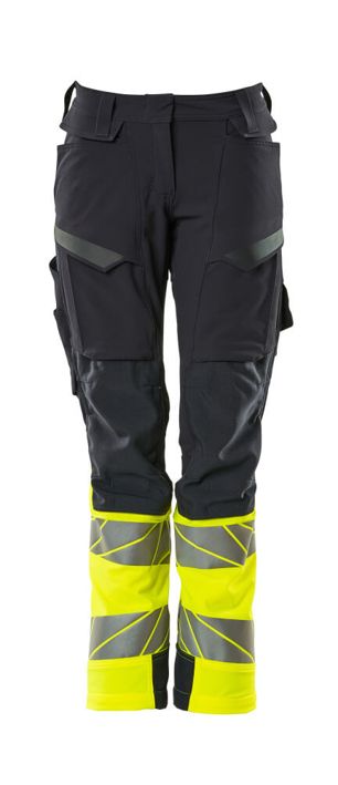 Pantaloni con tasche porta-ginocchiere ACCELERATE SAFE blu navy scuro/hi-vis giallo
