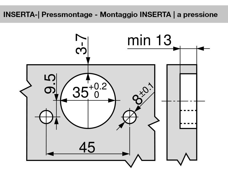 Cerniera speciale da 110° CLIP top