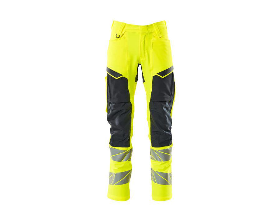 Pantaloni con tasche porta-ginocchiere ACCELERATE SAFE hi-vis giallo/blu navy scuro