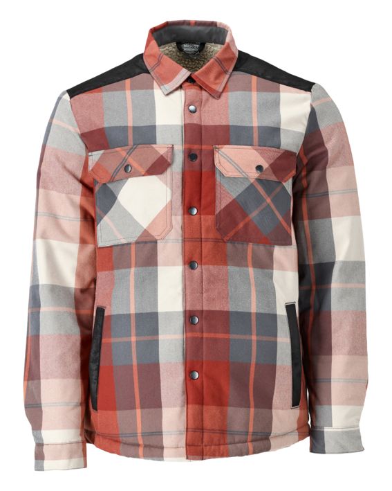 Camicia con fodera in pile CUSTOMIZED a quadri rosso autunno