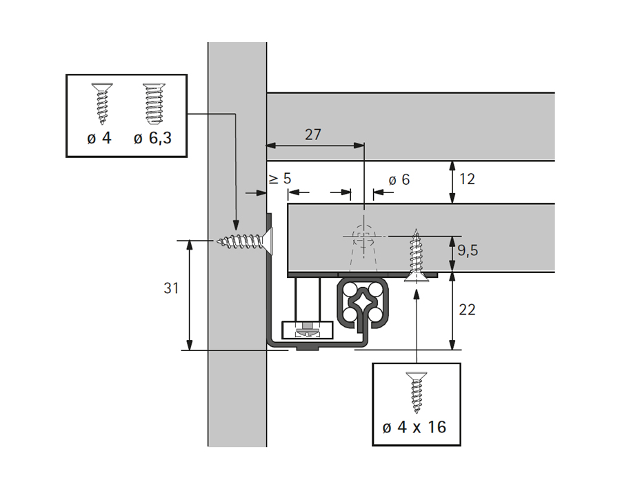 Guida Quadro 25 per piani di scrittura con bloccaggio di estrazione