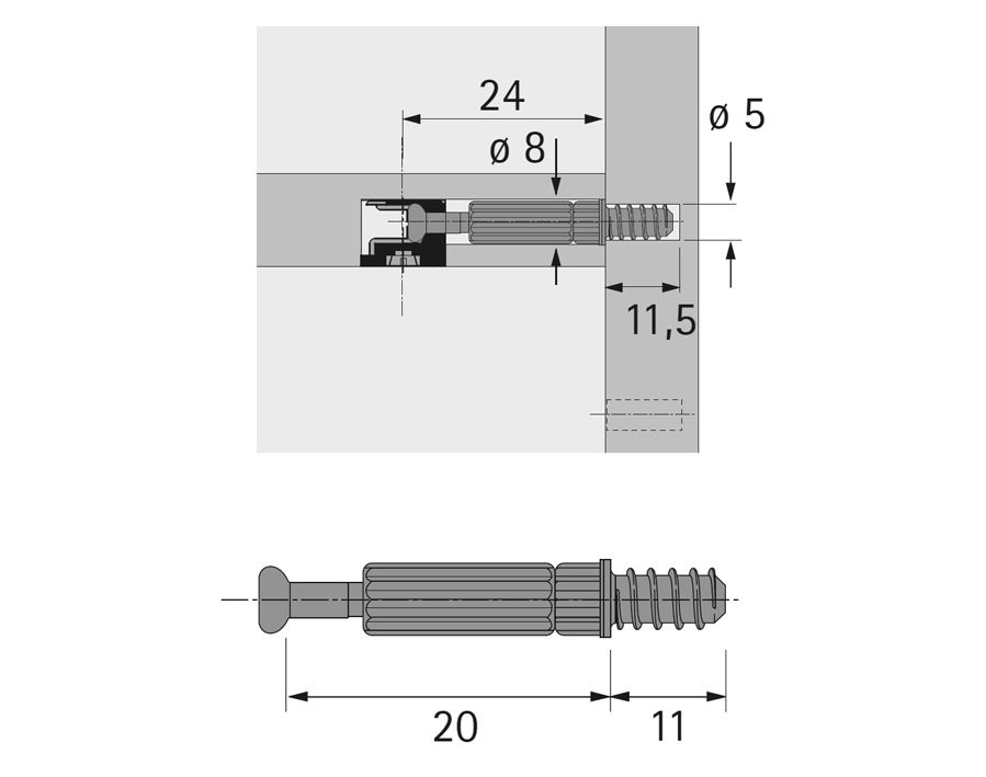 Perno di giunzione Twister DU 243 T per Rastex 15