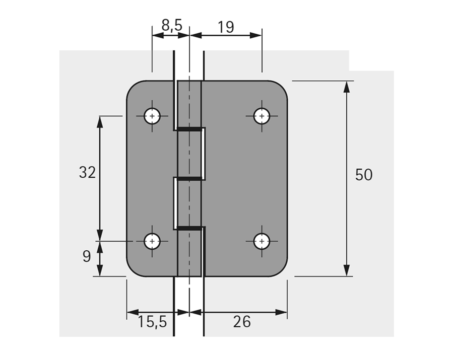Cerniera centrale 625 per ante a libro