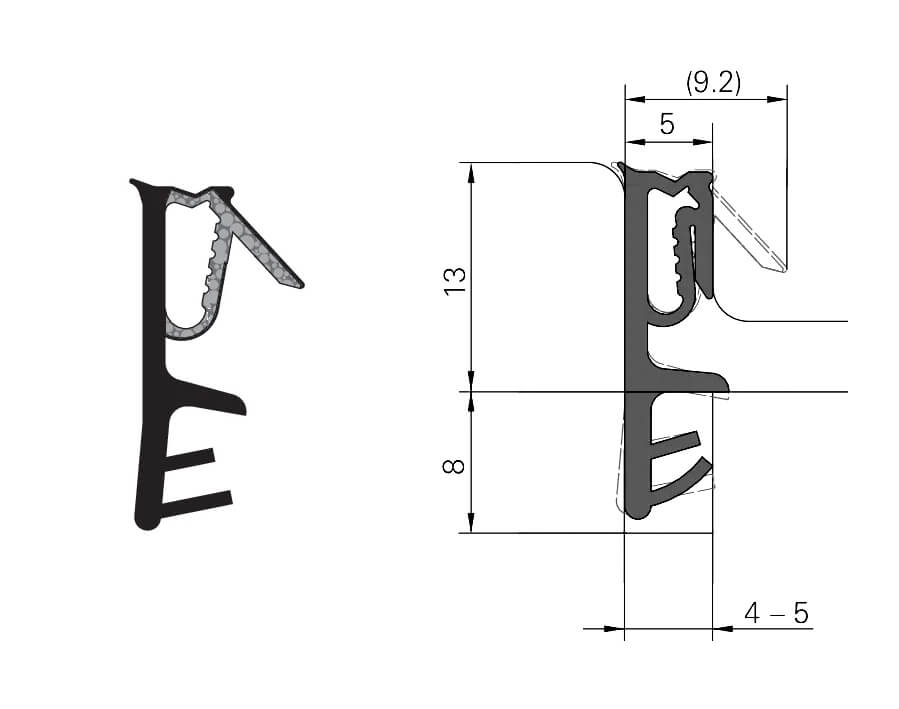 Guarnizione per porte interne in TPE schiumato SP7713 