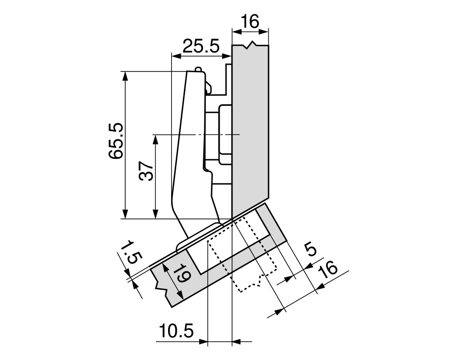 +30° III-cerniera per mobili ad angolo, battuta a sormonto massima CLIP top