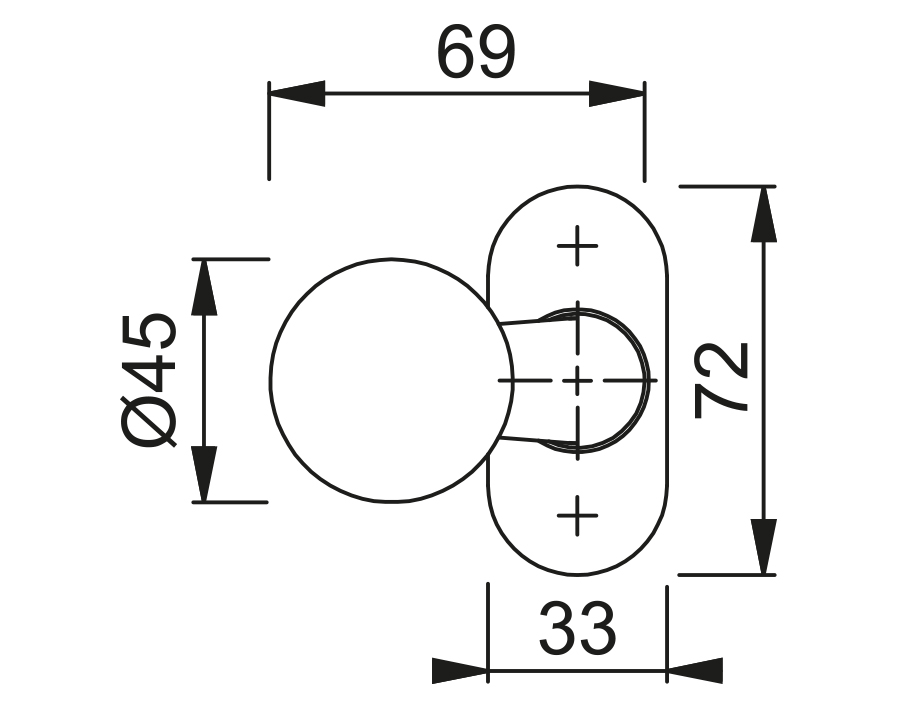 Pomolo zancato fisso 50G/55 