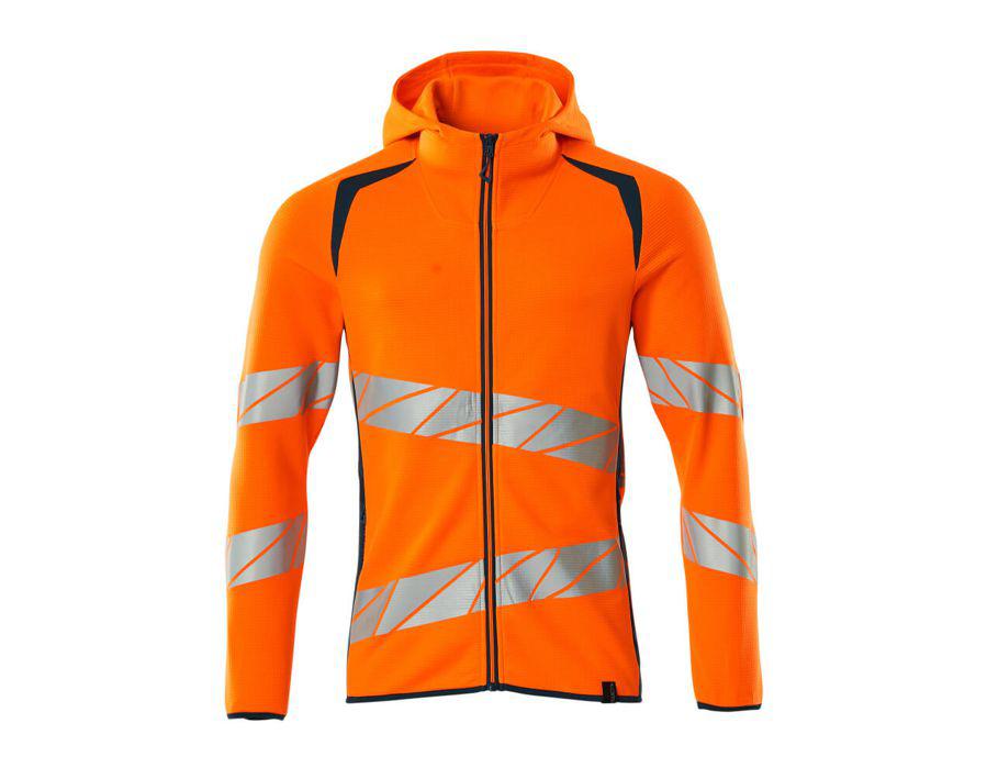 Felpa con cappuccio con chiusura lampo ACCELERATE SAFE hi-vis arancio/petrolio scuro