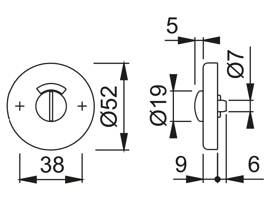 Coppia bocchette coprivite per porte WC 42KS RW-SK/OL 