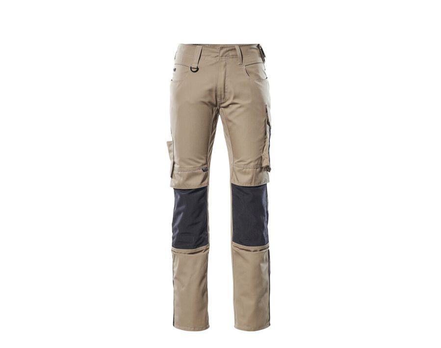 Pantaloni con tasche porta-ginocchiere UNIQUE kakichiaro/nero