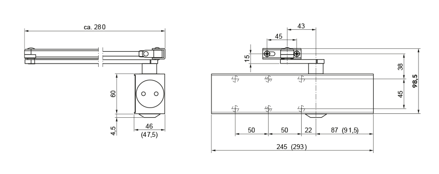 Chiudiporta confortevole TS 83 BCA AC EN 3 - 6