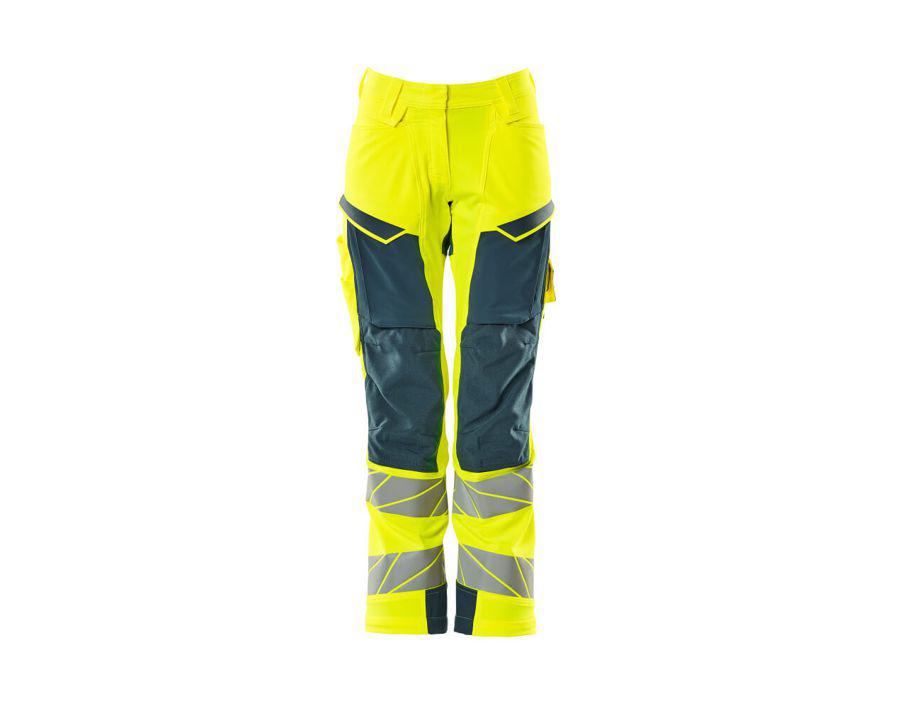 Pantaloni con tasche porta-ginocchiere ACCELERATE SAFE hi-vis giallo/petrolio scuro
