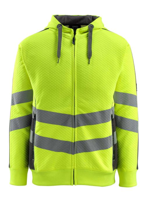 Felpa con cappuccio con chiusura lampo SAFE SUPREME hi-vis giallo/antracite scuro