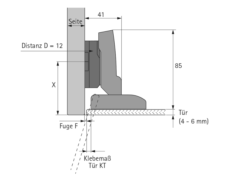 Cerniera da 110° Sensys 8645i per vetro, Base 4    