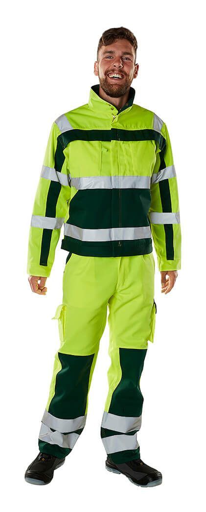 Pantaloni con tasche porta-ginocchiere SAFE COMPETE hi-vis giallo/blu navy
