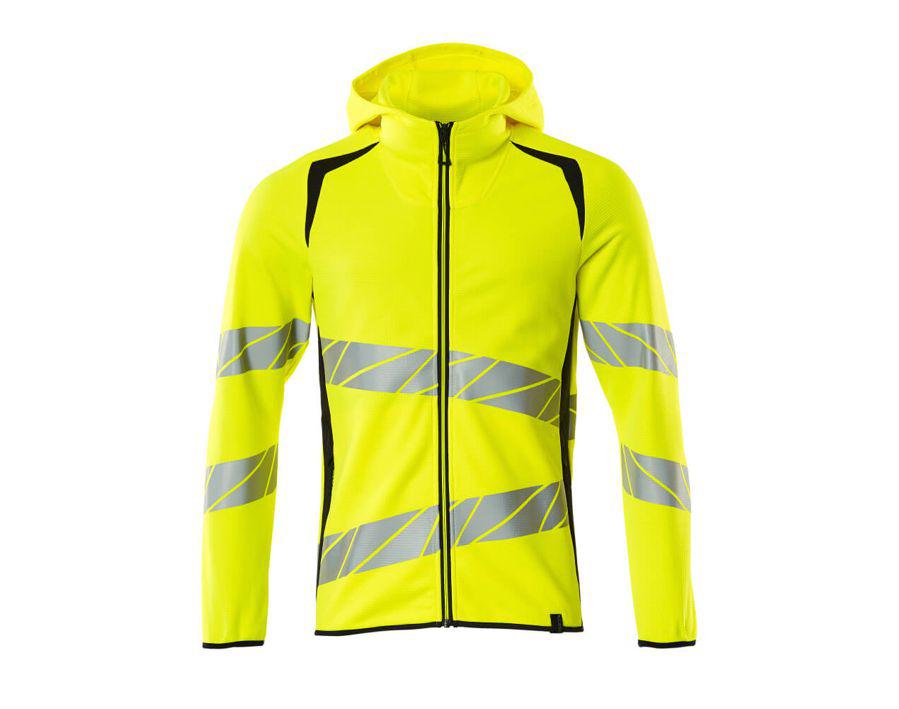 Felpa con cappuccio con chiusura lampo ACCELERATE SAFE hi-vis giallo/blu navy scuro