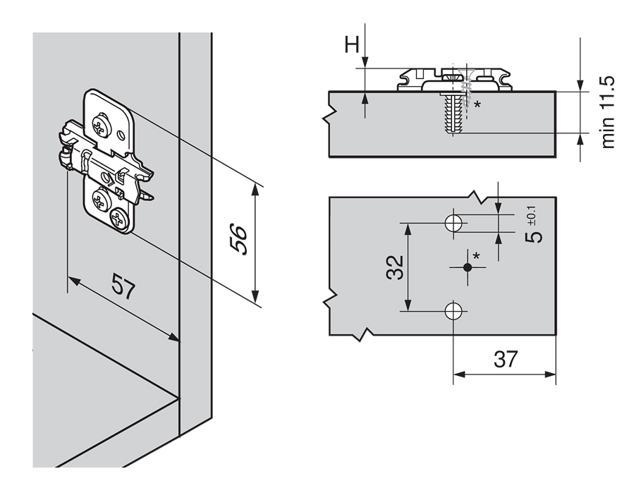 Piastrina di premontaggio a croce con eccentrico CLIP top