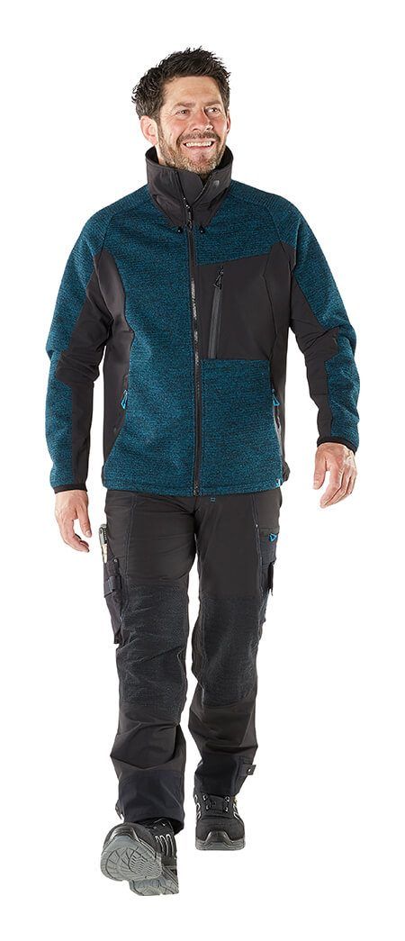 Giacca in maglia con chiusura lampo ADVANCED verde muschio/nero