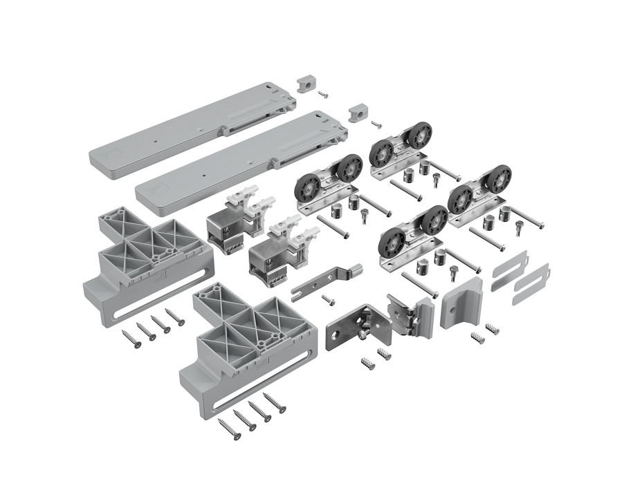 TopLine 1 Kit carrelli di scorrimento con ammortizzatore per mobile a 2 ante