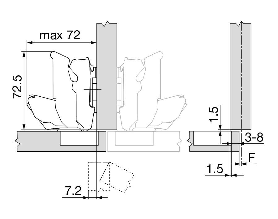 Cerniera da 155° CLIP top
