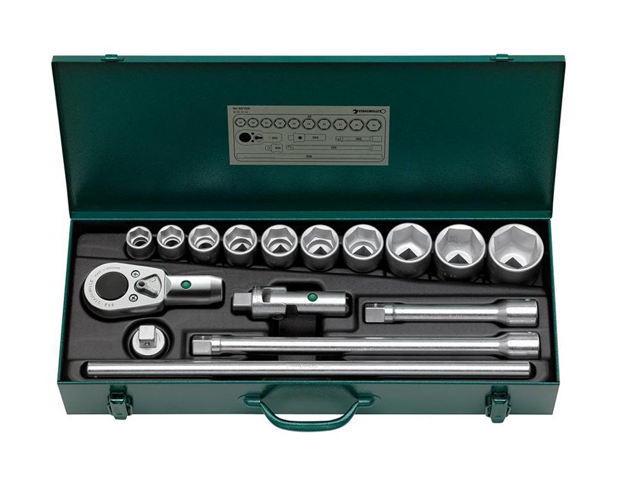 Sechskant-Steckschlüssel-Garnitur 3/4", 16-teilig