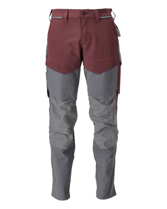 Pantaloni con tasche porta-ginocchiere CUSTOMIZED bordeaux/grigio pietra