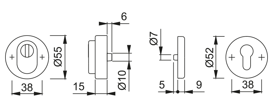 Coppia bocchette di sicurezza per porte d'ingresso 42NSB-ZA/42S 