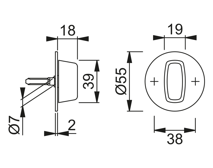 Coppia bocchette piatte per porte WC E849NS