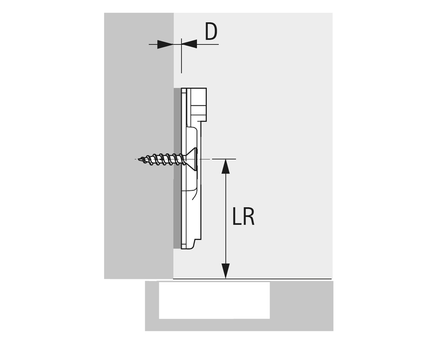 Basetta di montaggio a croce 8099 con fissggio a viti per cerniere Sensys e Intermat