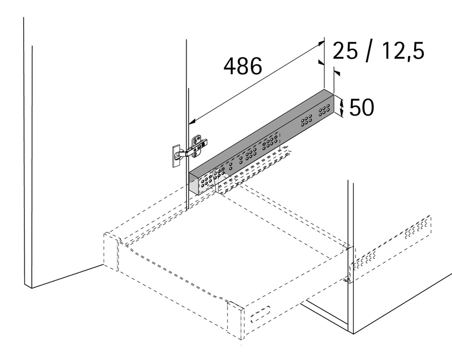 Listello distanziatore per cassetti/estraibili interni 