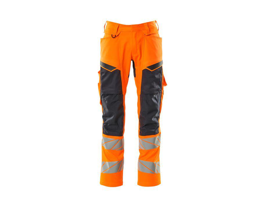 Pantaloni con tasche porta-ginocchiere ACCELERATE SAFE hi-vis arancio/blu navy scuro