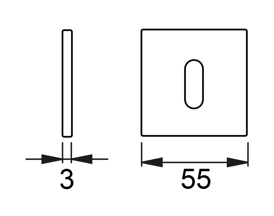 Guarnitura con rosetta/bocchetta quadra Plan-Design serie Rhodos