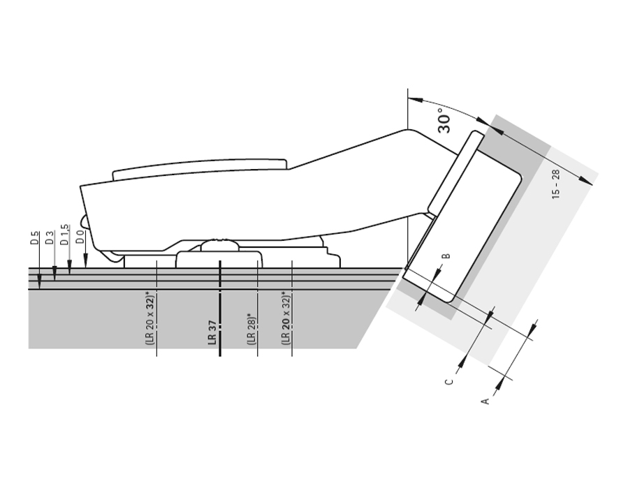 Cerniera a  scodellino per mobili ad angolo Sensys 8639i W30
