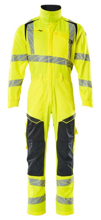 Tuta da lavoro con tasche porta-ginocchiere ACCELERATE SAFE hi-vis giallo/blu navy scuro