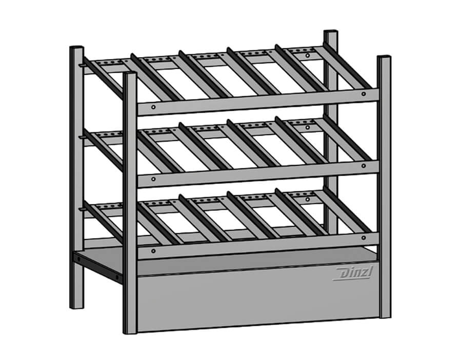 Modulo di scaffalatura con tre ripiani standard, variabili