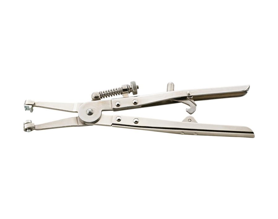 Schlauchklemmen-Zange mit feststehenden Backen, für Federbandschellen