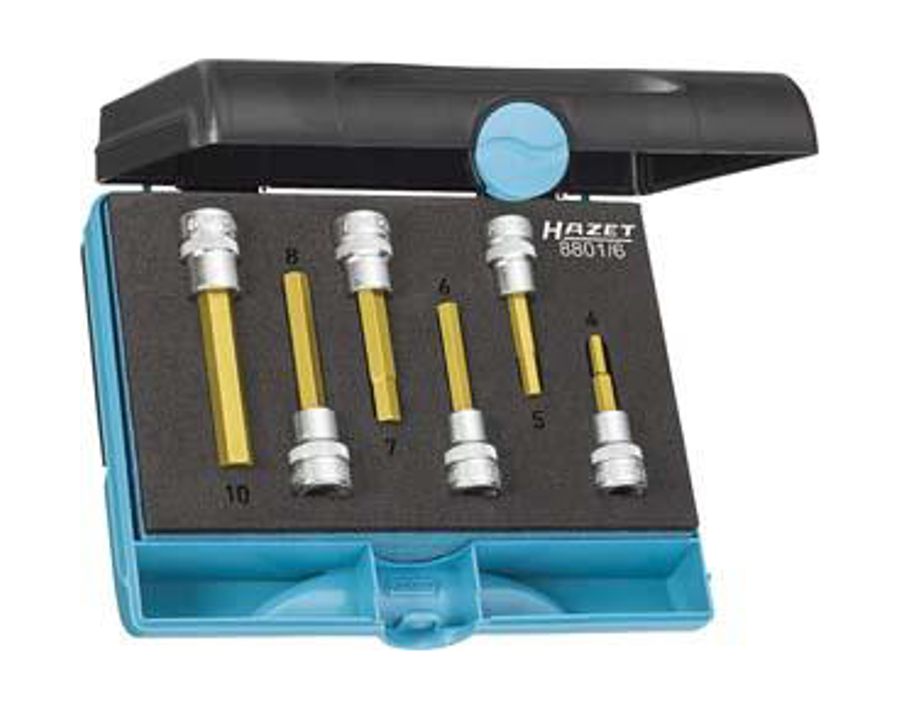 Schraubendreher-Einsatz-Garnitur 3/8" für Innensechskantschrauben, TiN-beschichtet