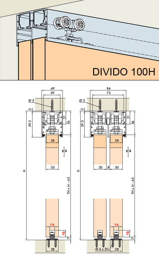 Ante scorrevoli Hawa Divido 100H