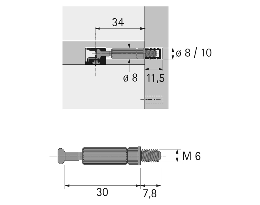 Perno di giunzione Twister DU 644 T per Rastex 12/15