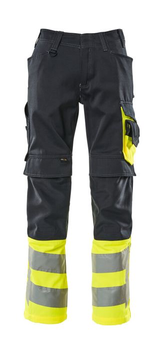 Pantaloni con tasche porta-ginocchiere SAFE SUPREME blu navy scuro/hi-vis giallo