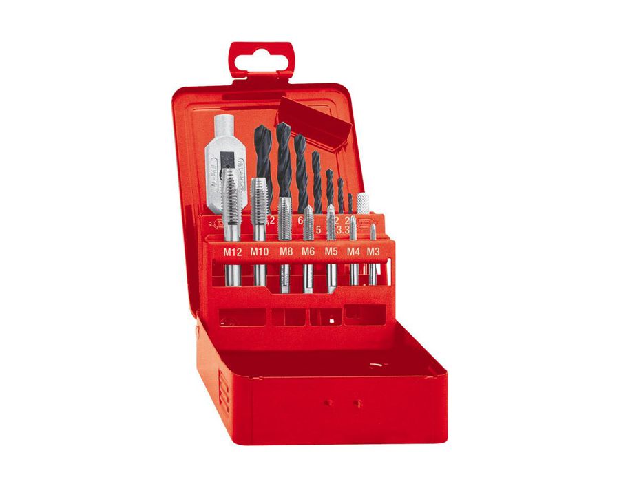 Gewindeschneidwerkzeug-Satz M 3-M 12 in Metallkassette