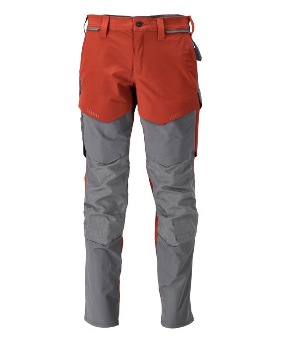 Pantaloni con tasche porta-ginocchiere CUSTOMIZED rosso autunno/grigio pietra
