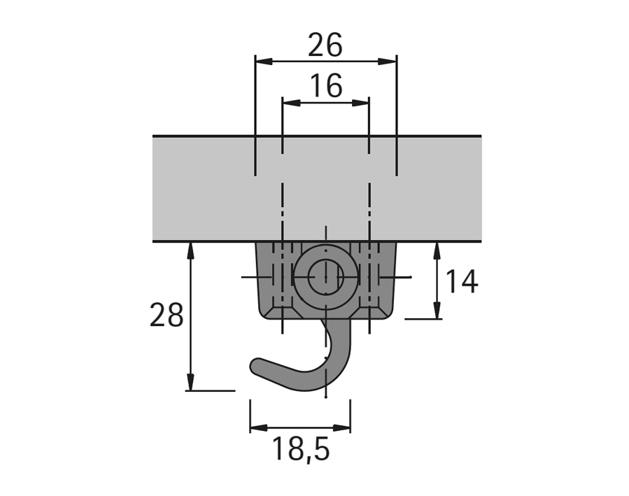 Gancio di chiusura con fissaggio a viti