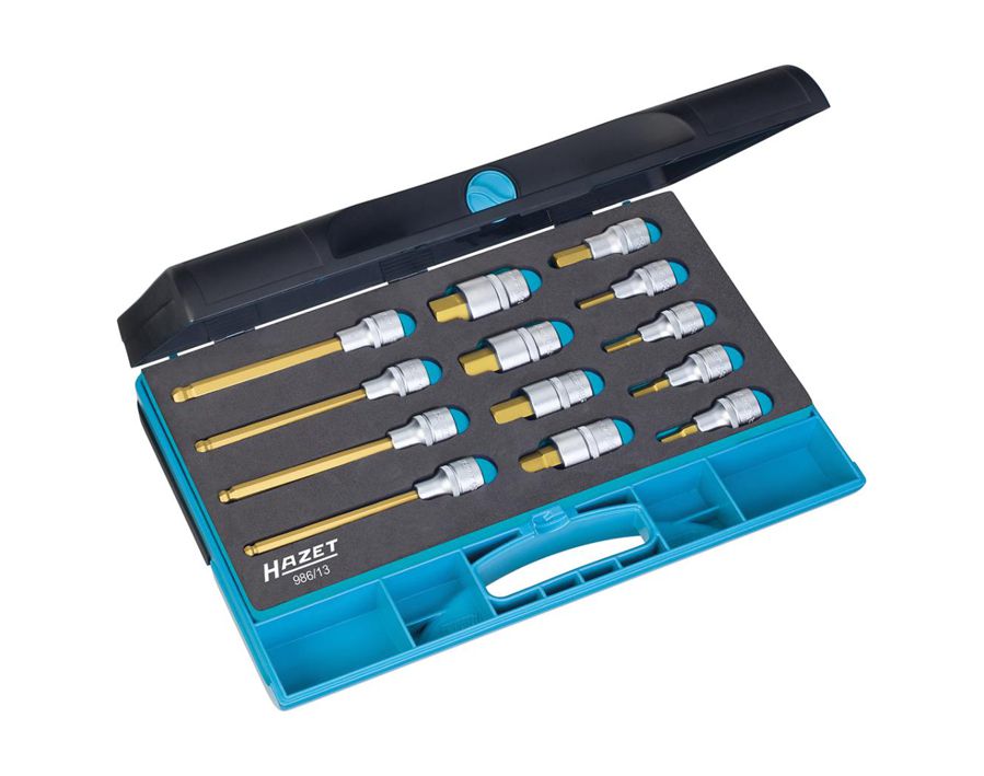 Schraubendreher-Einsatz-Garnitur 1/2" für Innensechskantschrauben, TiN-beschichtet