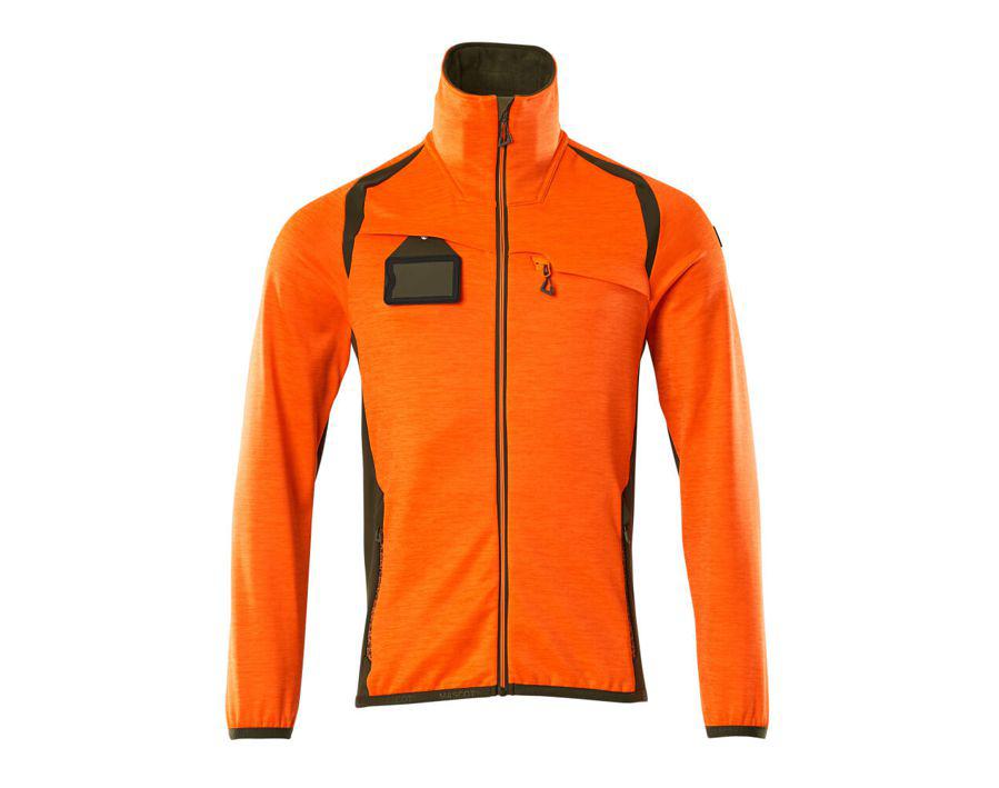 Maglione in pile con chiusura lampo ACCELERATE SAFE hi-vis arancio/verde muschio