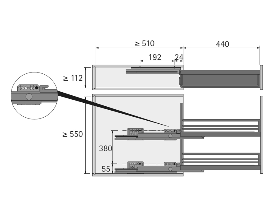 Elemento estraibile a 90° STYLE a 2 piani, per basi  