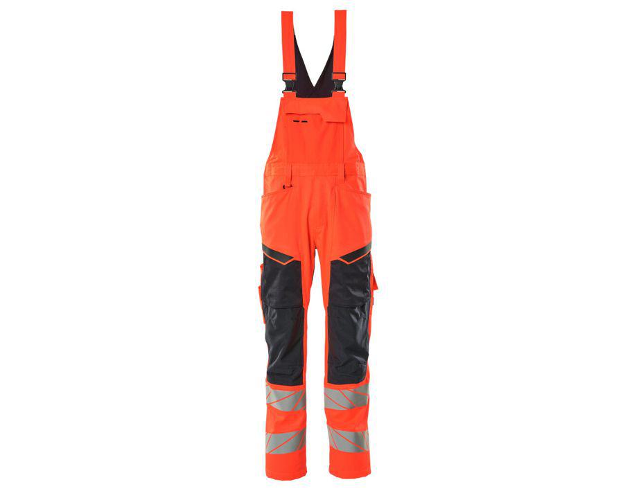 Salopette con tasche porta-ginocchiere ACCELERATE SAFE hi-vis rosso/blu navy scuro
