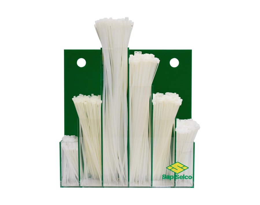 Kabelbinder-Sortiment im Wanddisplay